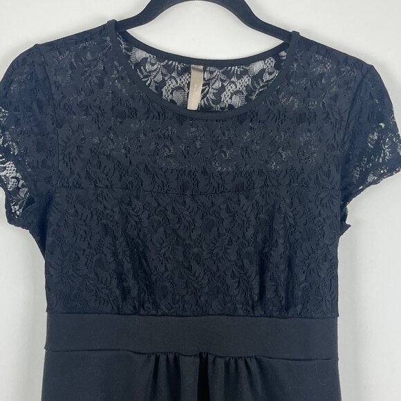 Thyme Maternity Dress Size S Black Short Sleeve Stretch 95% Nylon 5% Spandex - Picture 2 of 8